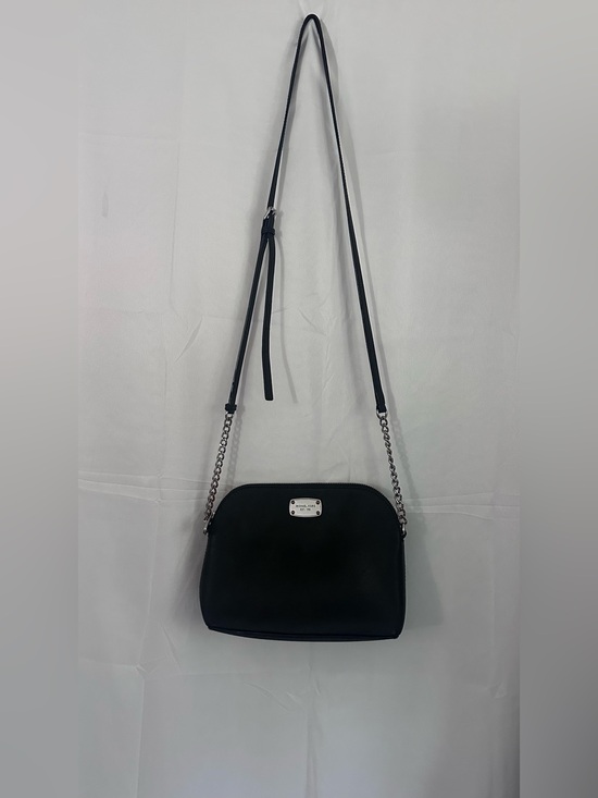 Michael Kors Handbags - Michael Kors Black Leather Crossbody with Silver Chain Strap